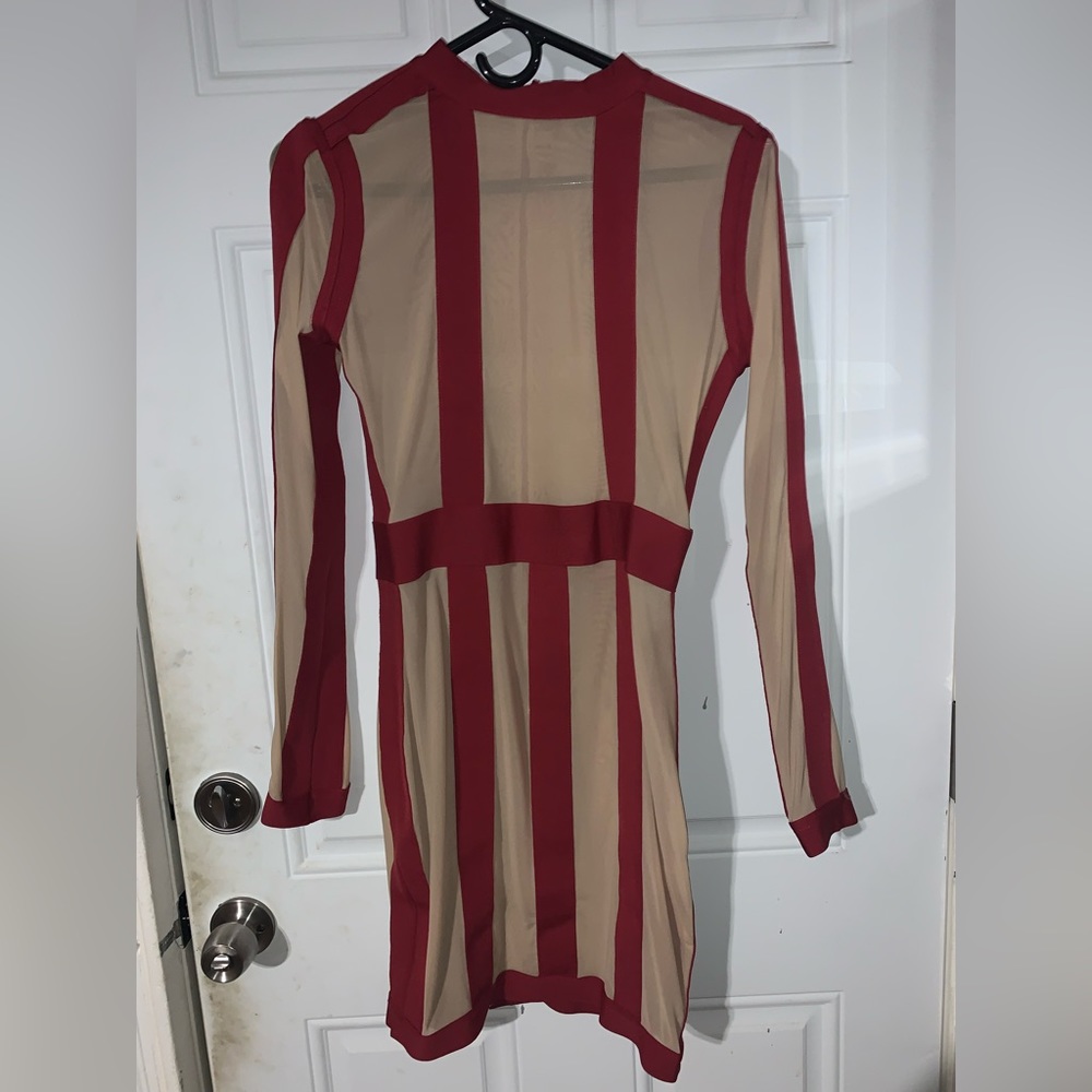 Red and nude party dress